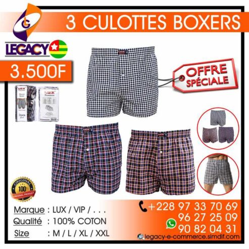 3 CULOTTES BOXERS