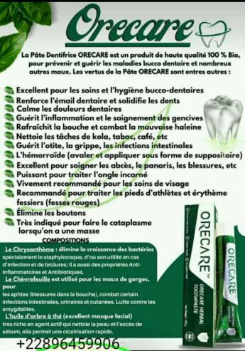 Pate dentifrice ORECARE