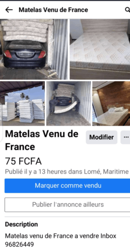 Matelas venu de France