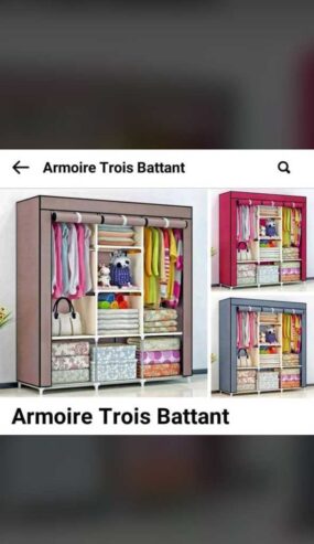 Armoire tissu 3 battants