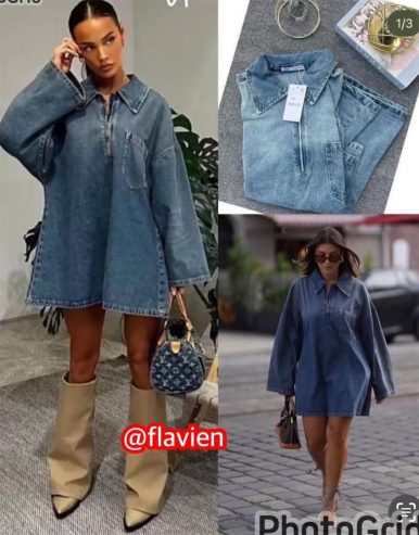 Robe en jean à manches lo